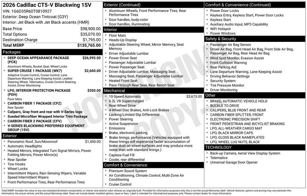 2026 Cadillac CT5-V V-Series Blackwing