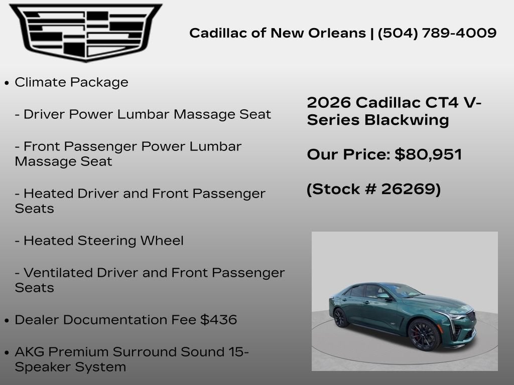 2026 Cadillac CT4-V V-Series Blackwing