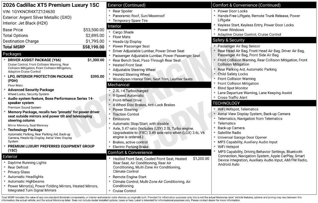 2026 Cadillac XT5 Premium Luxury