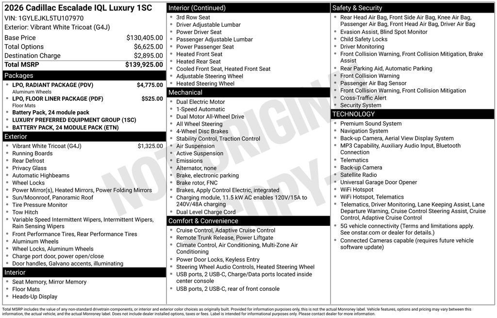 2026 Cadillac ESCALADE IQL Luxury