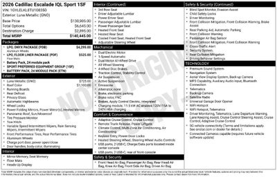 2026 Cadillac ESCALADE IQL Sport
