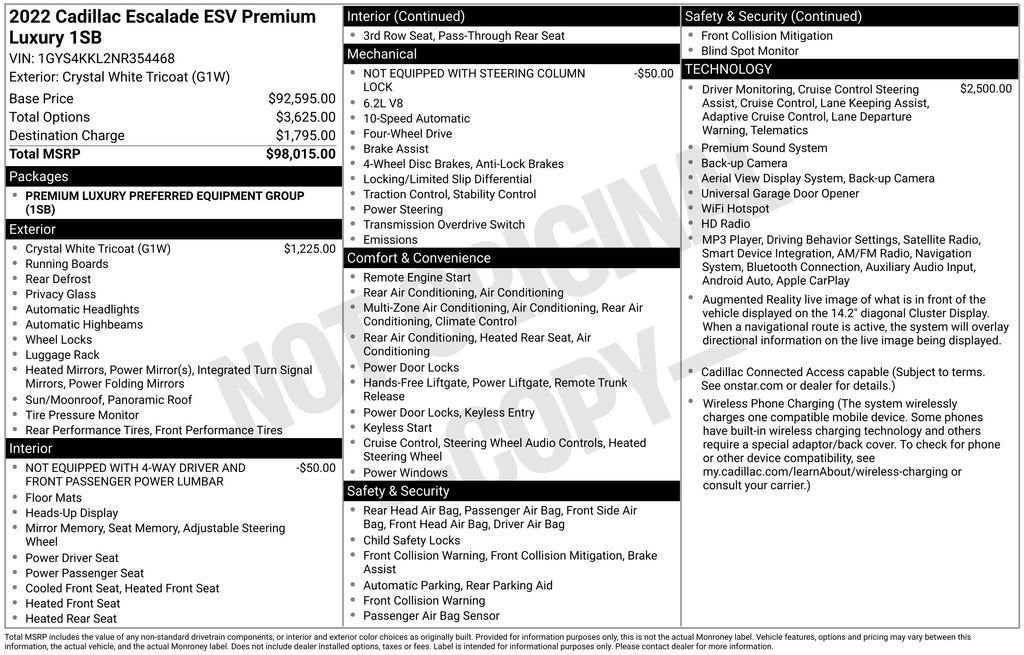 2022 Cadillac Escalade ESV Premium Luxury