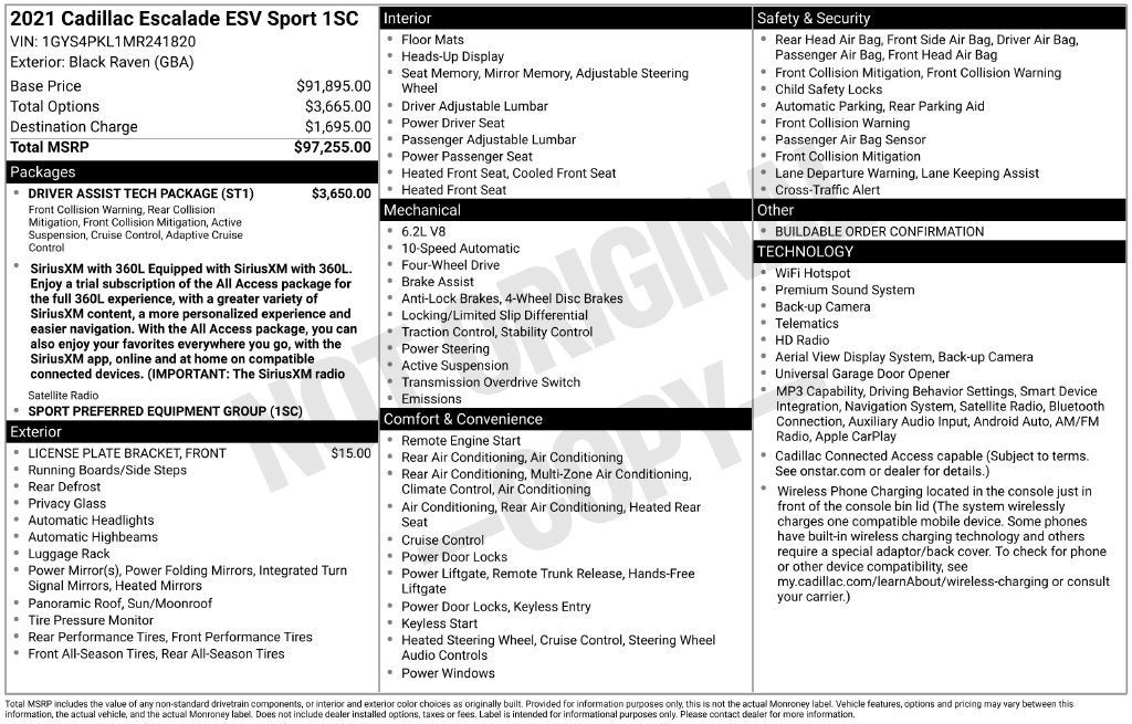 2021 Cadillac Escalade ESV Sport