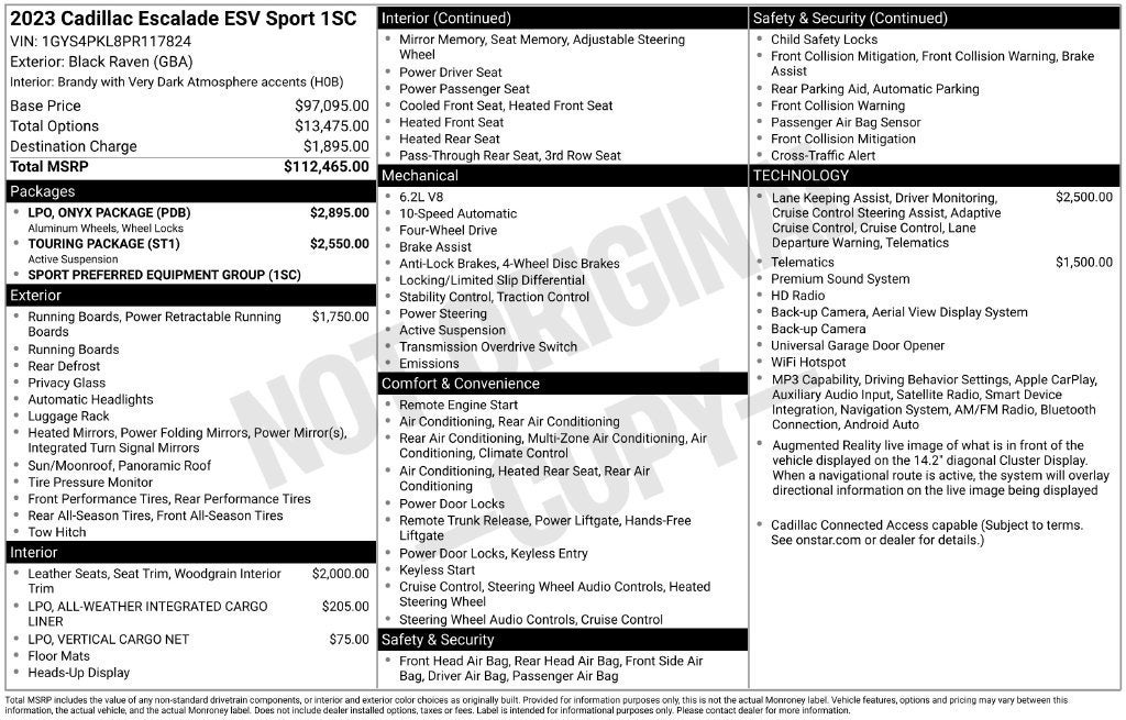 2023 Cadillac Escalade ESV 4WD Sport