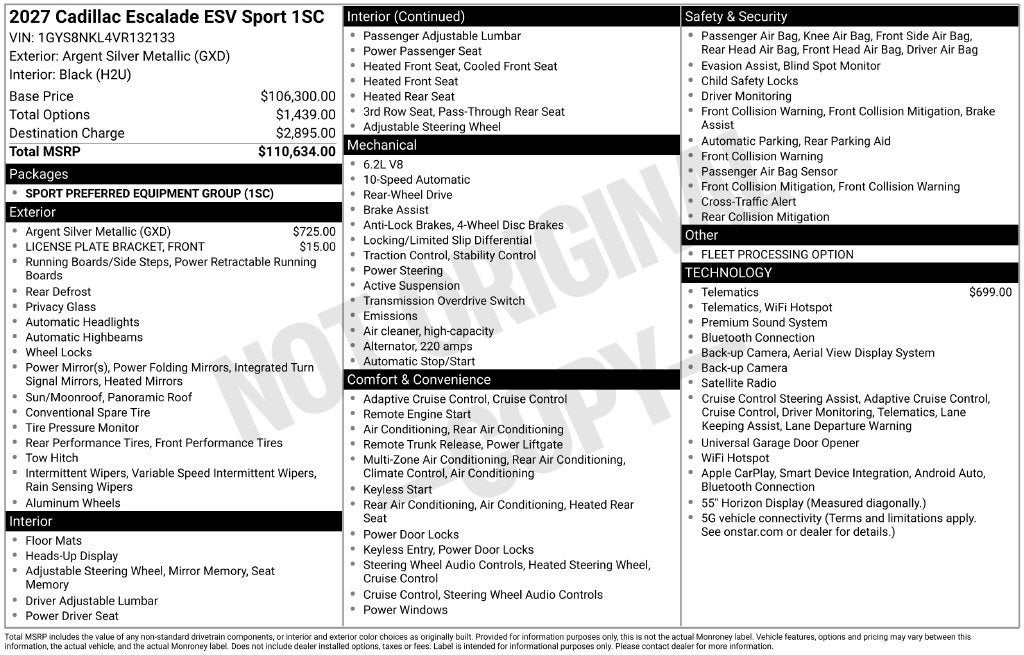 2027 Cadillac Escalade ESV Sport