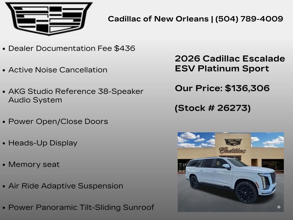 2026 Cadillac Escalade ESV Platinum Sport