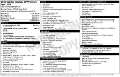 2026 Cadillac Escalade ESV Platinum Sport