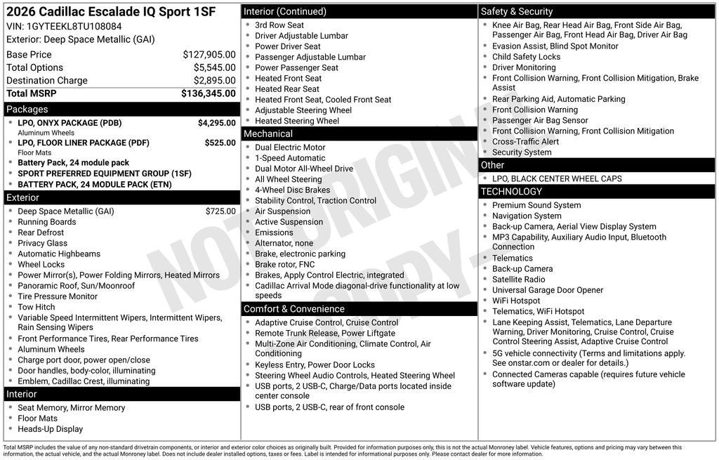 2026 Cadillac ESCALADE IQ Sport