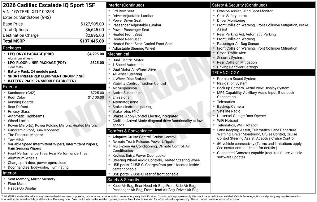 2026 Cadillac ESCALADE IQ Sport