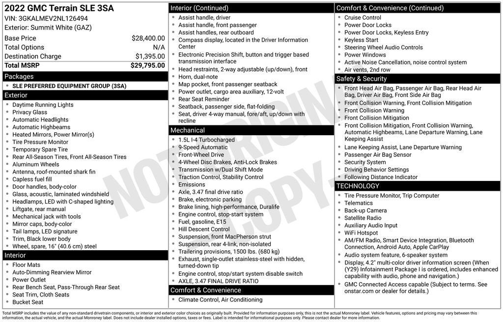 2022 GMC Terrain SLE