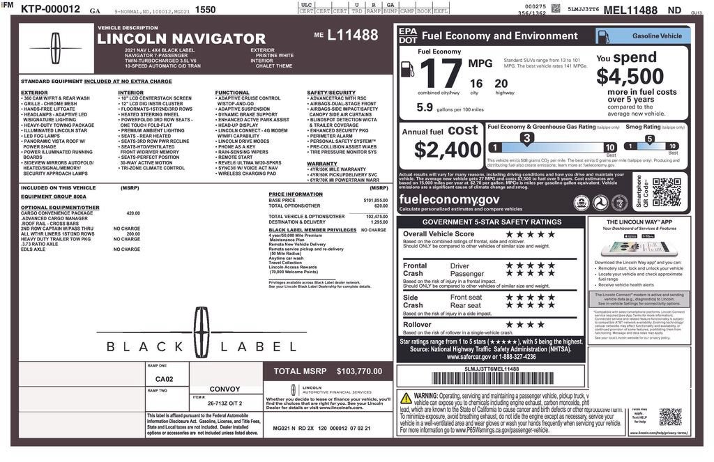 2021 Lincoln Navigator L Black Label