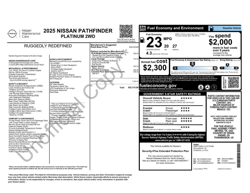 2025 Nissan Pathfinder Platinum