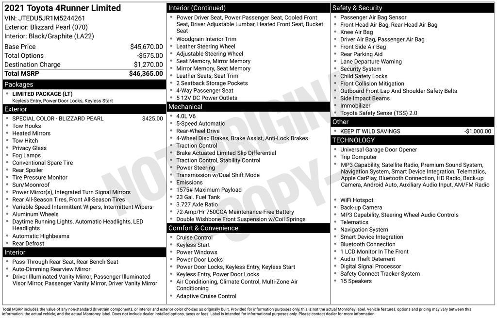 2021 Toyota 4Runner Limited