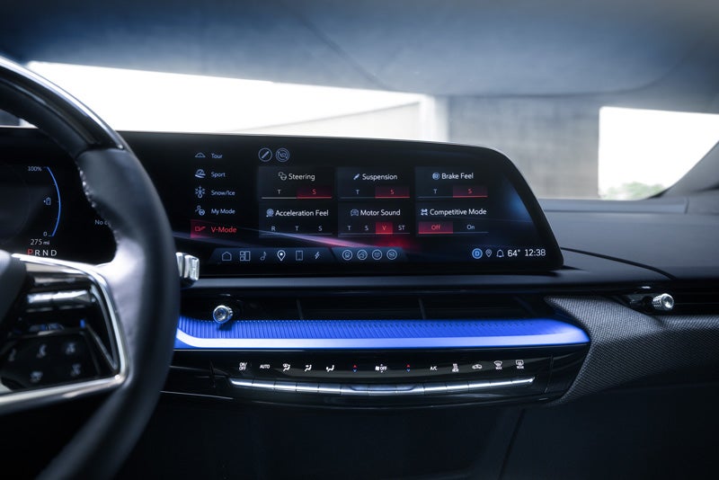 The 2026 OPTIQ-V Display Screen Displaying the V-Mode Settings | Cadillac of New Orleans in Metairie LA