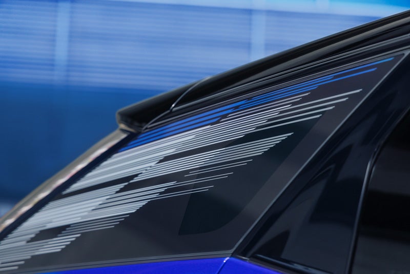 Close-up of the Modern Pattern on the 2026 OPTIQ-V Rear Quarter Glass | Cadillac of New Orleans in Metairie LA