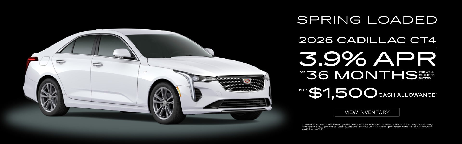 2026 Cadillac CT4 3.9% APR for 36 months - View Inventory