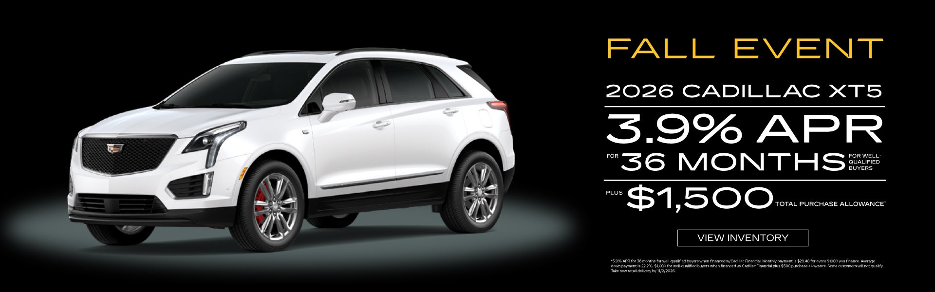 2026 Cadillac XT5 3.9% APR for 36 months PLUS $1,500 Total P